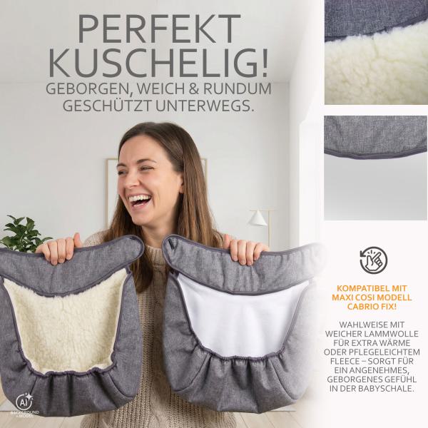 BAMBINIWELT Fußabdeckung für Babyschale Maxi-Cosi CabrioFix Wolle